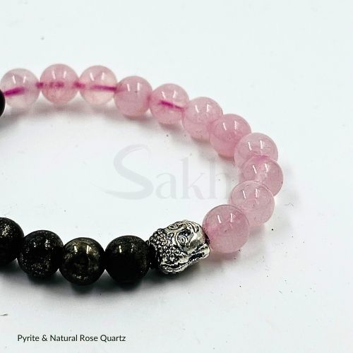 Rose Quartz - Pyrite Bracelet | Certified & Natural Gemstones for Love and Wealth