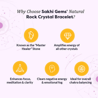 Natural Rock Crystal Bracelet for Clarity & Healing