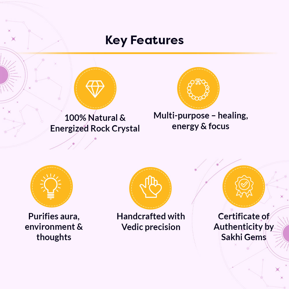 Natural Rock Crystal Bracelet for Clarity & Healing