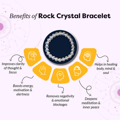 Natural Rock Crystal Bracelet for Clarity & Healing