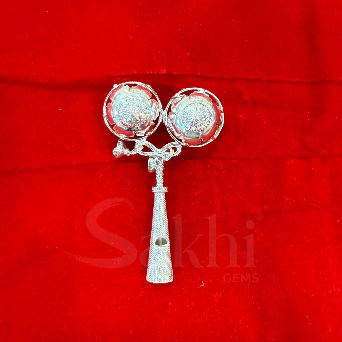 Pure Silver jhunjhuna Rattle with Whistle for Baby