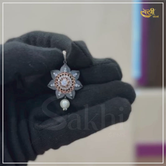 Lotus 925 Silver Pendant with pearl & diamond