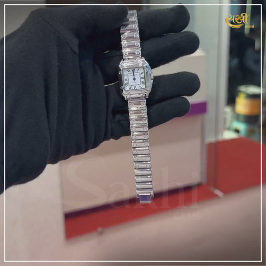 Classic Roman Dial 925 Sterling Silver Men’s Watch with Bracelet Strap